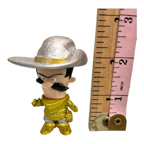Bonkers Toys Gold Cowboy Villain Mustache Mini Action Figure Glitter Silver Hat - Picture 8 of 8